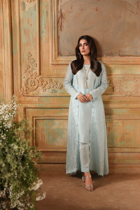 HP20 - Sky blue Silk gown with trouser
