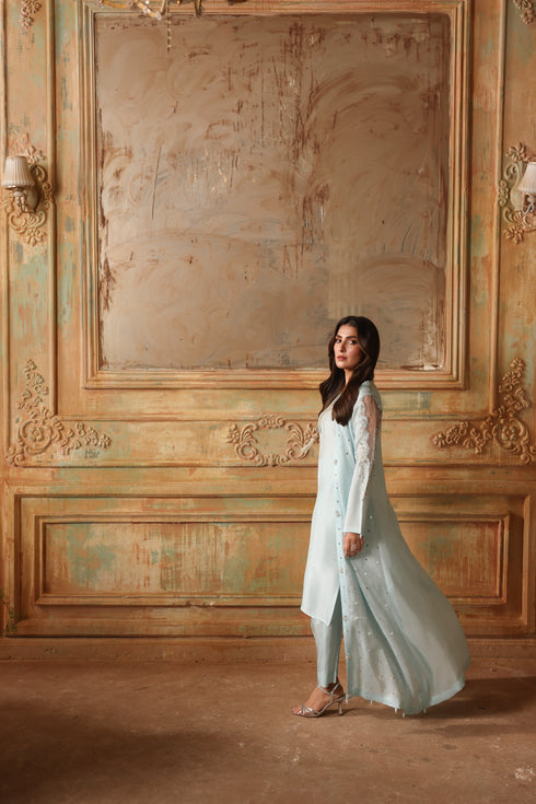 HP20 - Sky blue Silk gown with trouser