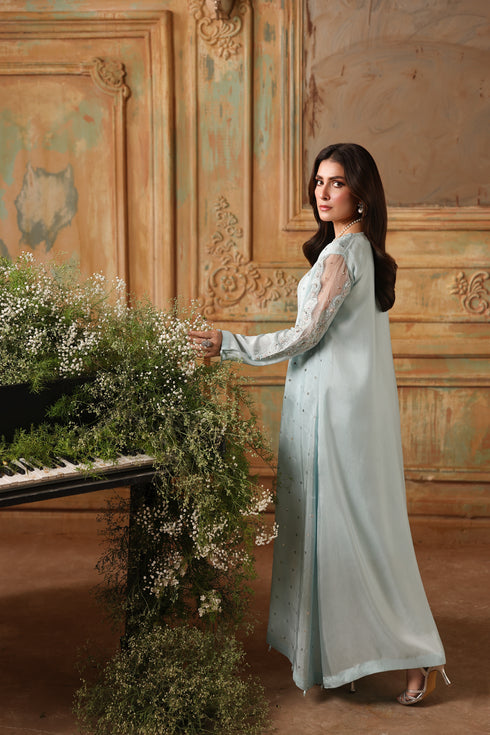 HP20 - Sky blue Silk gown with trouser