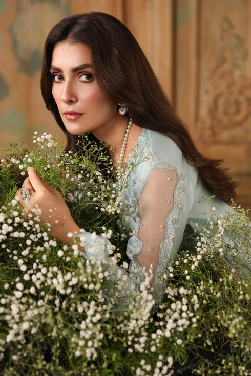 HP20 - Sky blue Silk gown with trouser