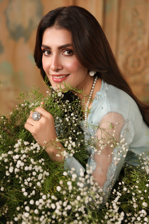 HP20 - Sky blue Silk gown with trouser