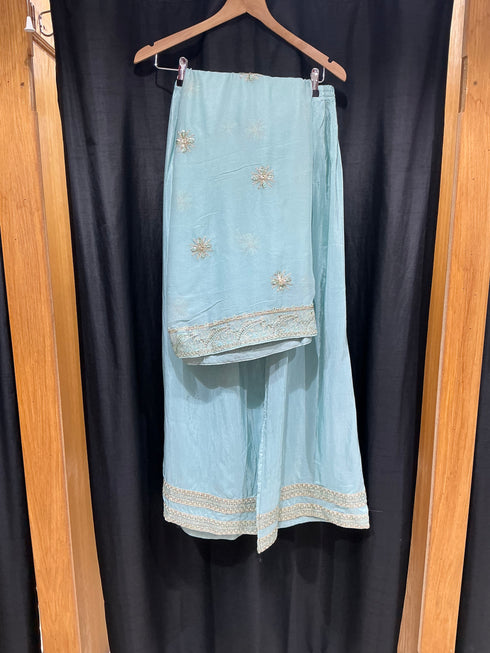 HP008 - 3 Piece embroidered Shirt with embroidered Dupatta and Plazo trouser