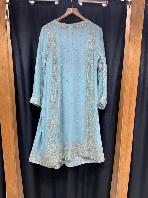 HP008 - 3 Piece embroidered Shirt with embroidered Dupatta and Plazo trouser