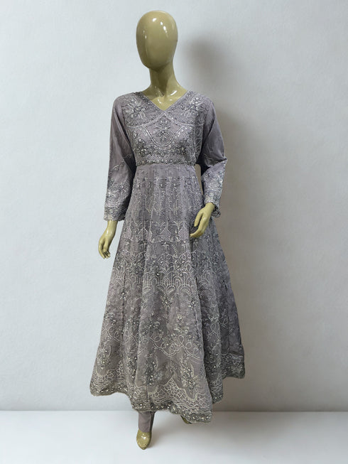 HP007 - 3 piece lavender-grey Anarkali style