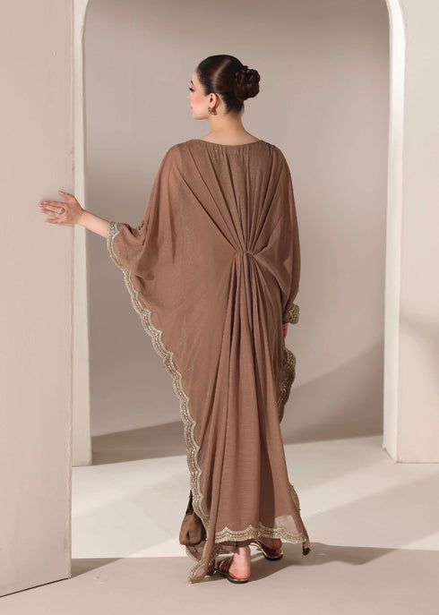 AK001- Brown Chiffon Kaftan