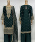 HP009 - 3 Piece Embroidered shirt and Duppatta and raw silk trousers