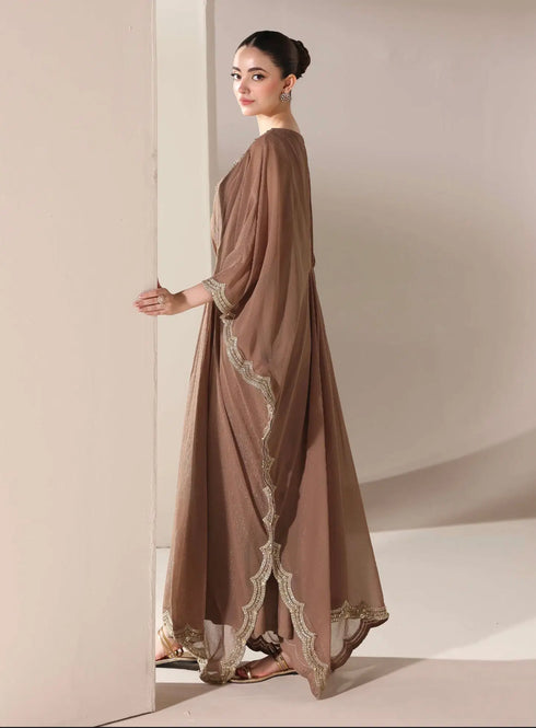 AK001- Brown Chiffon Kaftan