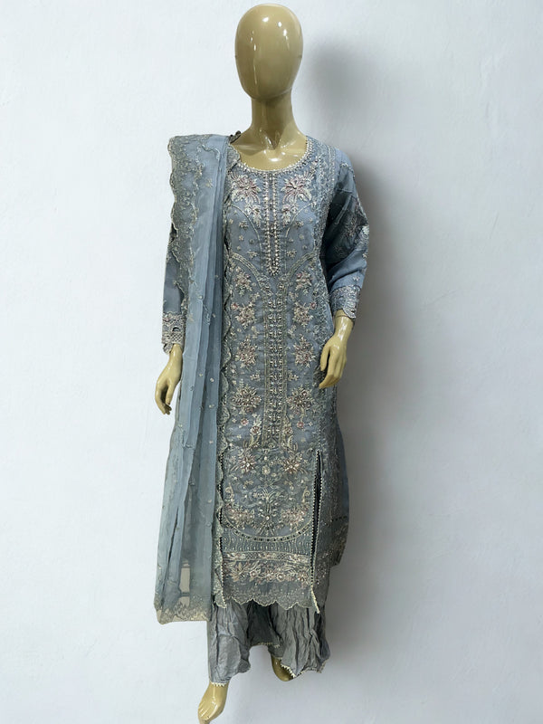 HP006 - 3 piece blue long Kameez style