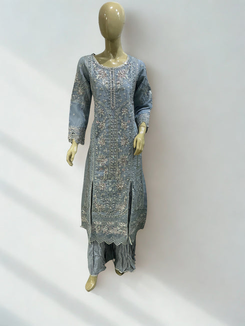 HP006 - 3 piece blue long Kameez style