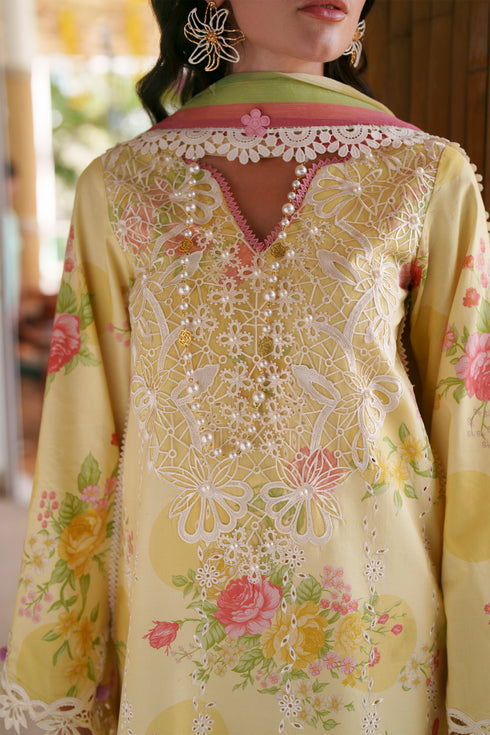 HC007 - Yellow 3 piece stiched Chikankari Summer Collection