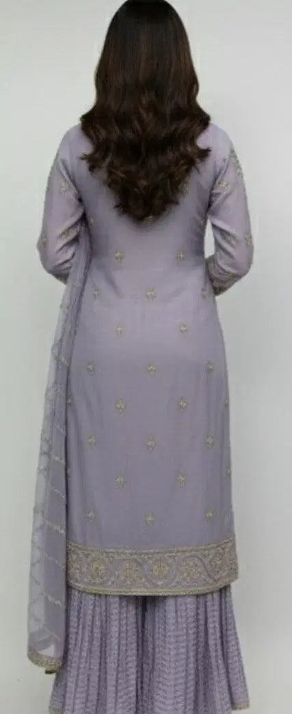 HP15 - 3 Piece bamber crinkle shirt with Embroidered crinkle Duppata and crushed raw silk trouser
