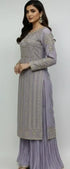 HP15 - 3 Piece bamber crinkle shirt with Embroidered crinkle Duppata and crushed raw silk trouser