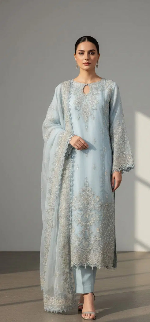 HW001 - 3 piece Resham and sequin embroidery